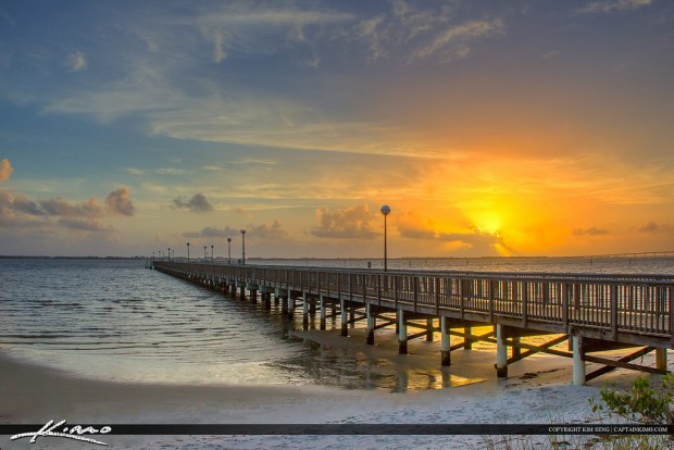 Sunrise over Jensen Beach Florida, Indian Riverside Park, Martin County, Florida, USA