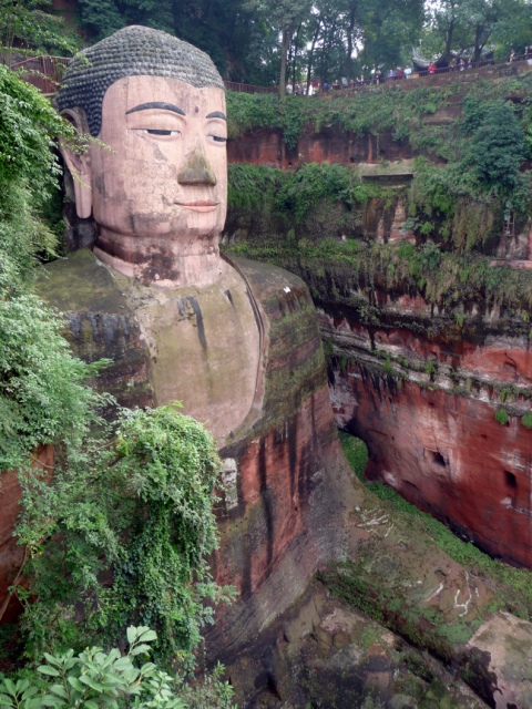 Bow in Front of The Leshan Giant Buddha, Worlds Biggest Buddha Statue