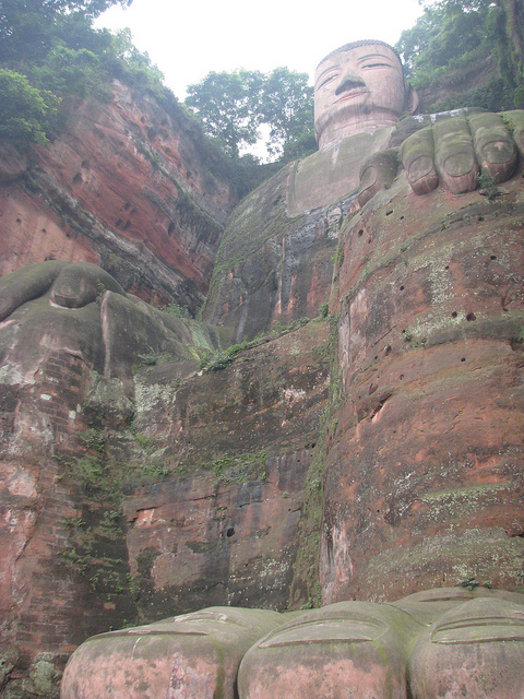 Bow in Front of The Leshan Giant Buddha, Worlds Biggest Buddha Statue