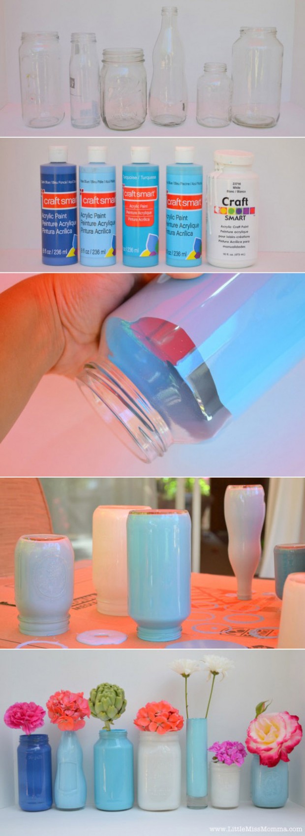 Painted-Vases-620x1699 14 DIY Funny Things To Do With Mason Jars