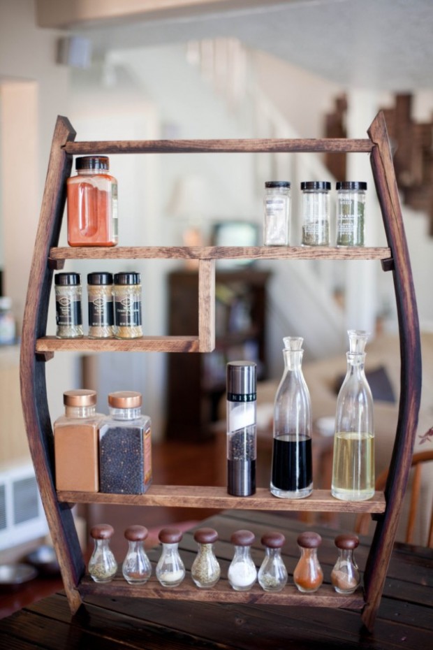 Rustic-Designs-Wine-Barrel-Stave-Spice-Rack-620x930 9 DIY Rustic Ideas For Your Garden and Home