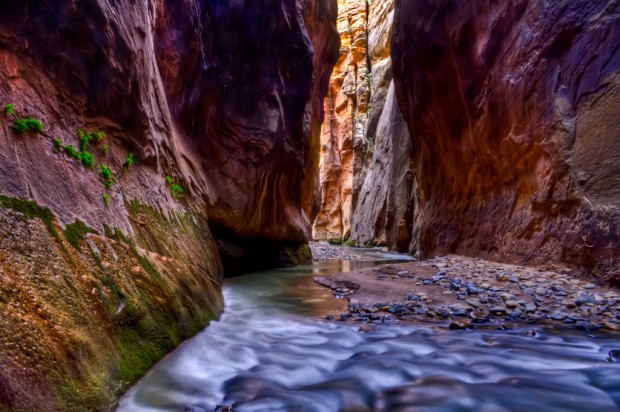 Exploring The Narrows in the Zion National Park, Utah