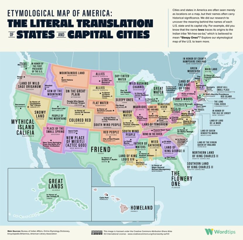 The Literal Meanings Behind the Names of Every US State and Major City